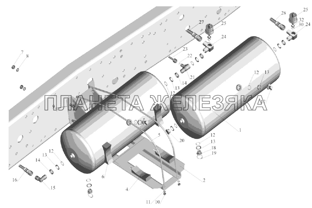 Установка ресиверов 53372-3513004 МАЗ-6303A3, 6303A5